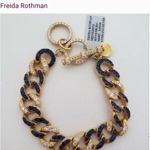 Freida Rothman Gold and Navy Bracelet